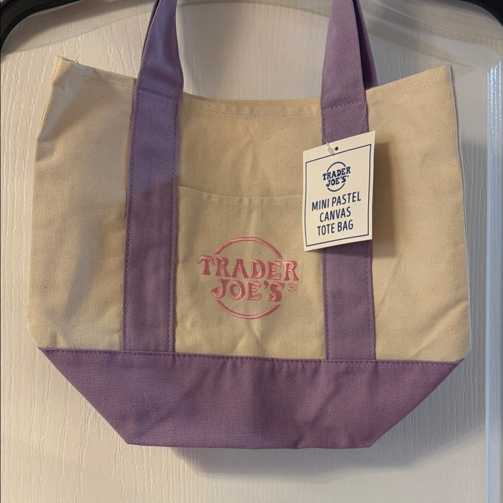 Trader Joe’s Mini Purple and Cream Canvas Tote Bag